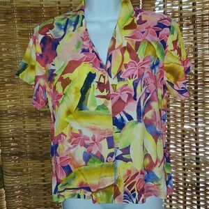 Vintage Jams World Pink Paradise Aloha Shirt S